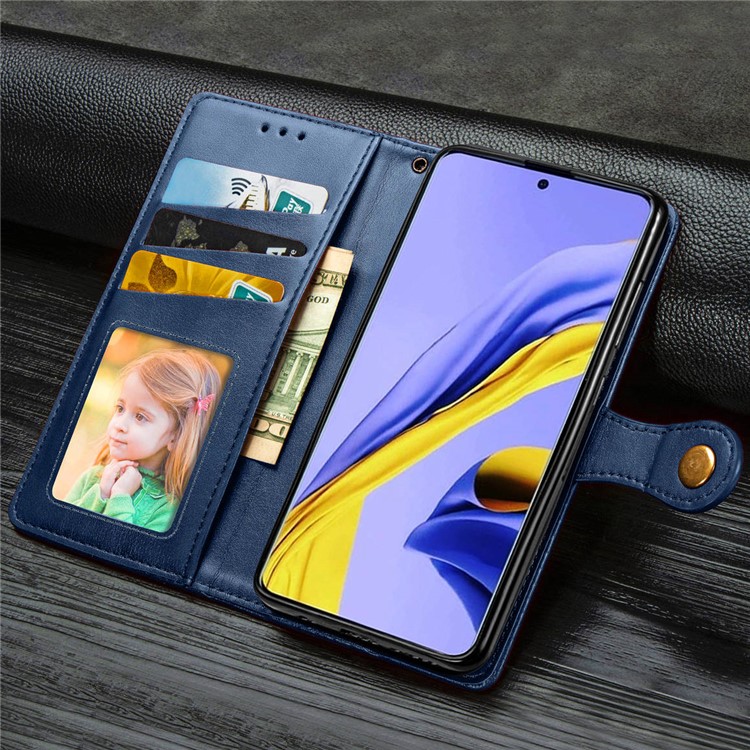 PU Leather Wallet Stand Case for Samsung Galaxy A51 - Blue-11