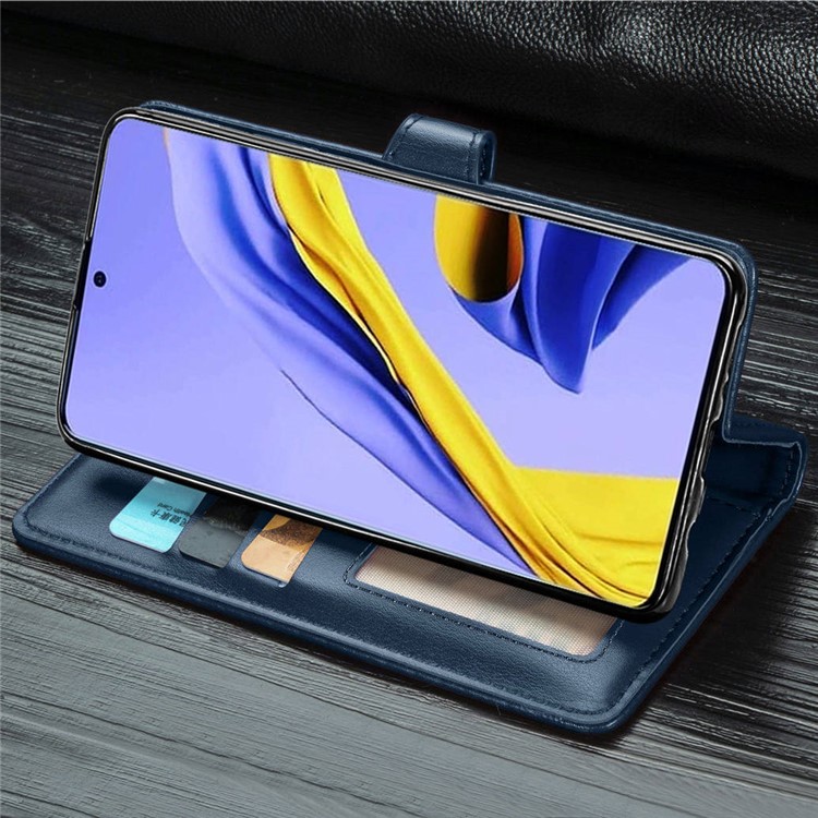 PU Leather Wallet Stand Case for Samsung Galaxy A51 - Blue-12