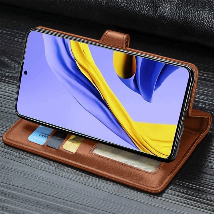 PU Caso Estande Carteira De Couro Para Samsung Galaxy A51 - Castanho-12