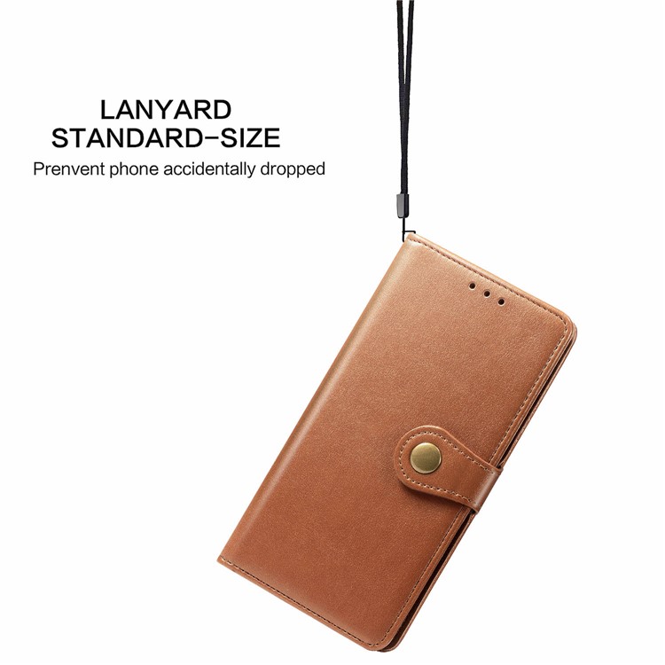 PU Caso Estande Carteira De Couro Para Samsung Galaxy A51 - Castanho-8