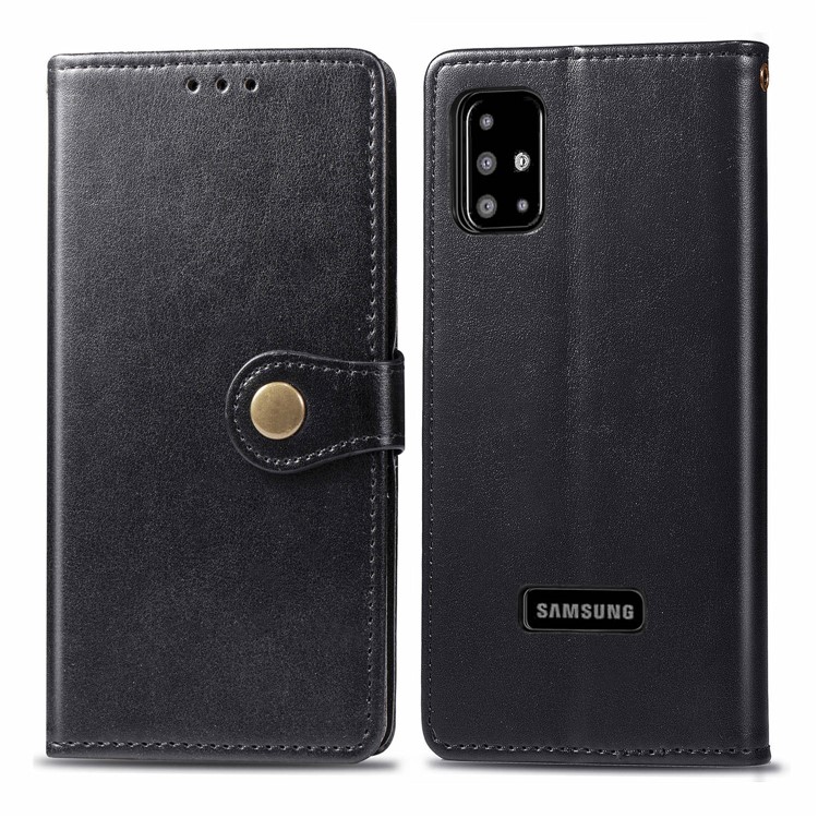 PU Caso Estande Carteira De Couro Para Samsung Galaxy A51 - Preto-1