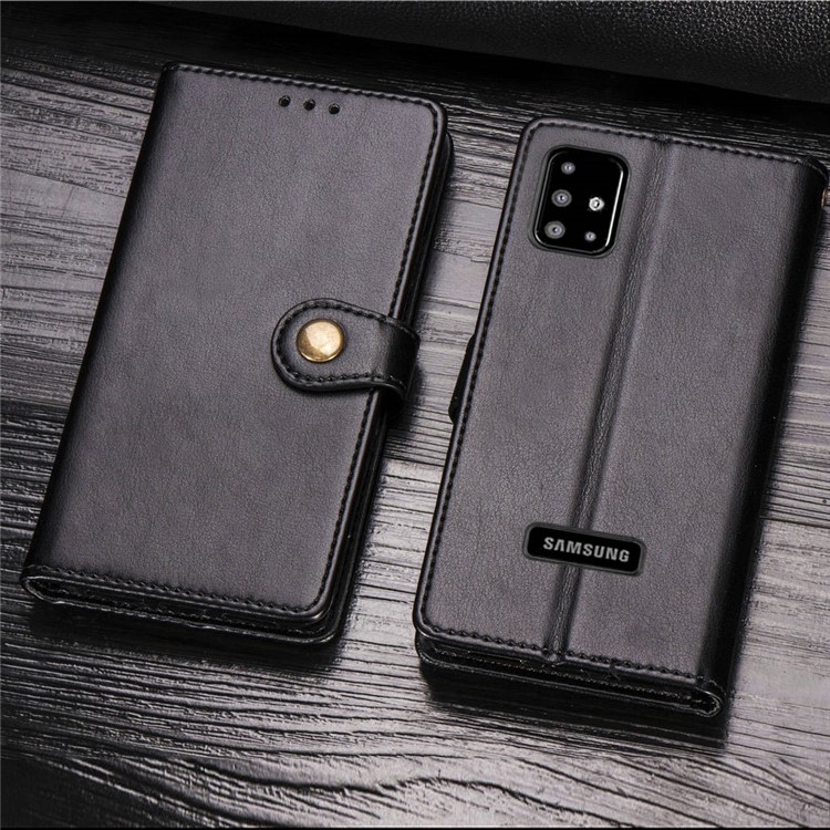 PU Caso Estande Carteira De Couro Para Samsung Galaxy A51 - Preto-20
