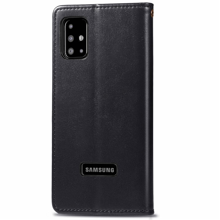 PU Caso Estande Carteira De Couro Para Samsung Galaxy A51 - Preto-3