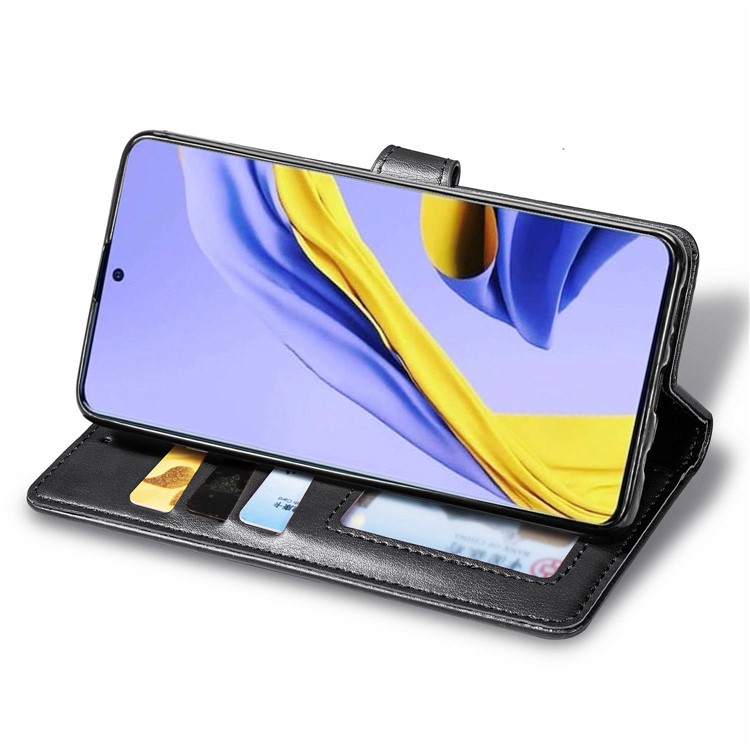 PU Caso Estande Carteira De Couro Para Samsung Galaxy A51 - Preto-5