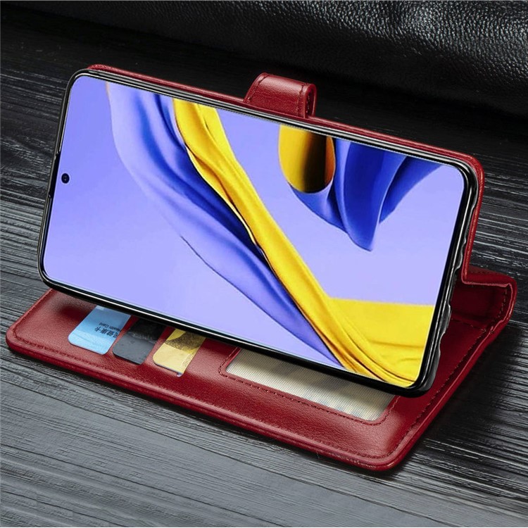 PU Leder Brieftasche Stand Hülle Für Samsung Galaxy A51 - Rot