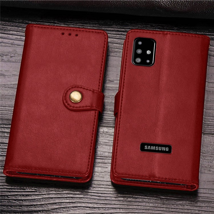 PU Caso Estande Carteira De Couro Para Samsung Galaxy A51 - Vermelho-17