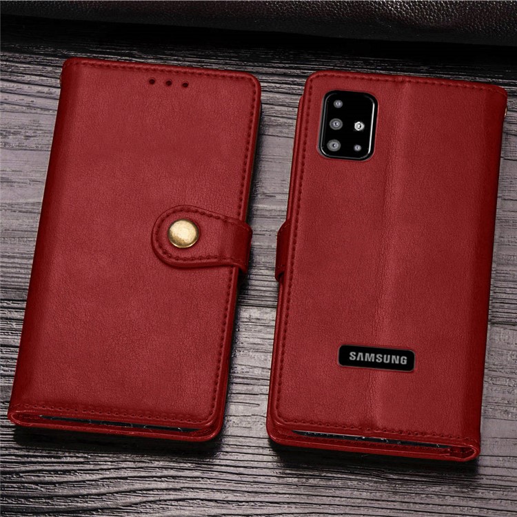 PU Leder Brieftasche Stand Hülle Für Samsung Galaxy A51 - Rot