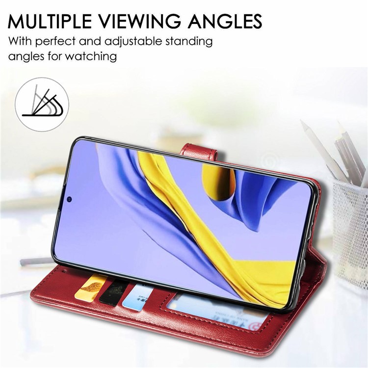 PU Leder Brieftasche Stand Hülle Für Samsung Galaxy A51 - Rot