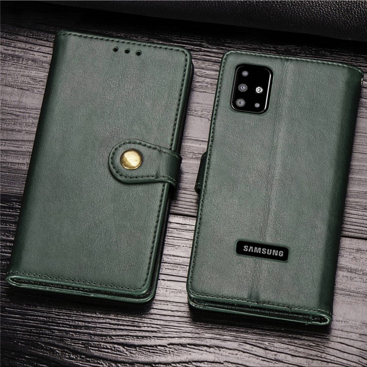 Caso Del Soporte De La Carpeta De Cuero De La PU Para Samsung Galaxy A51 - Ejercito Verde-15