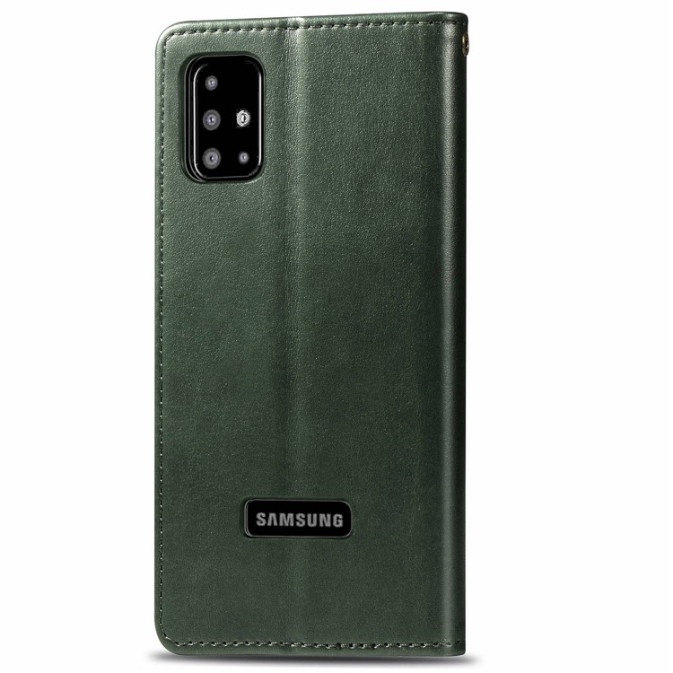 Caso Del Soporte De La Carpeta De Cuero De La PU Para Samsung Galaxy A51 - Ejercito Verde-3