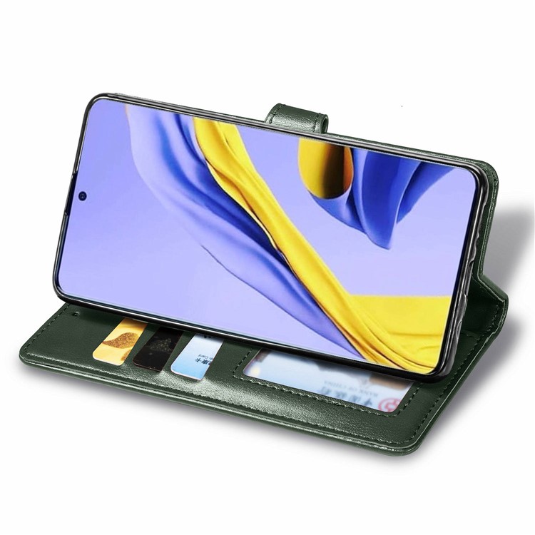 Caso Del Soporte De La Carpeta De Cuero De La PU Para Samsung Galaxy A51 - Ejercito Verde-5