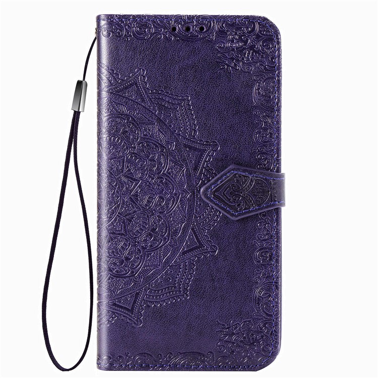 Embossed Mandala Flower Wallet Stand Leather Cover for Samsung Galaxy A10s - Purple-2