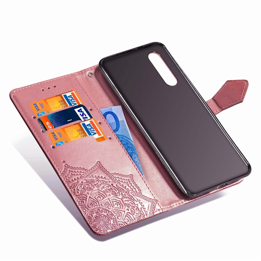 Funda de Cuero de Soporte de Billetera de Mandala en Relieve Para Samsung Galaxy A50s/a50/a30s - Oro Rosa-10