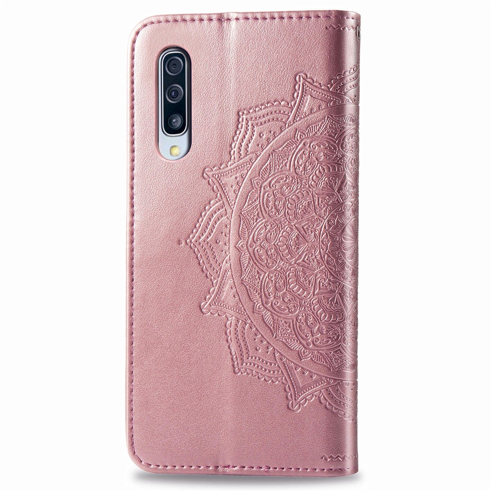 Embossed Mandala Flower Wallet Stand Leather Case for Samsung Galaxy A50s/A50/A30s - Rose Gold-7