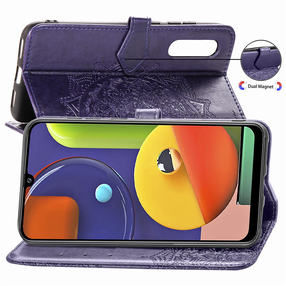 Funda de Cuero de Soporte de Billetera de Mandala en Relieve Para Samsung Galaxy A50s/a50/a30s - Violeta