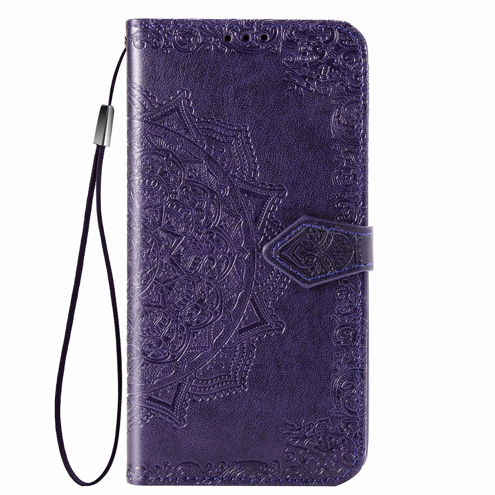Embossed Mandala Flower Wallet Stand Leather Case for Samsung Galaxy A50s/A50/A30s - Purple-3