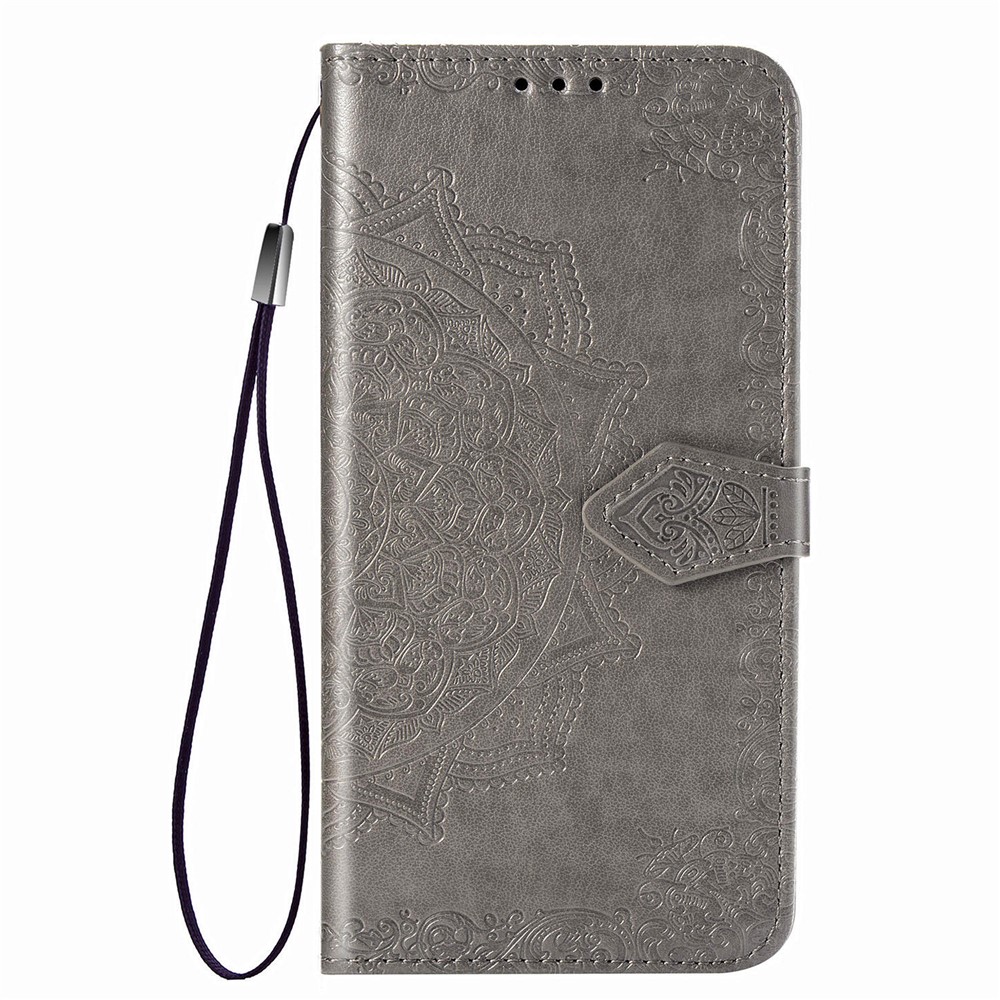 Embossed Mandala Flower Wallet Stand Leather Case for Samsung Galaxy A50s/A50/A30s - Grey-2