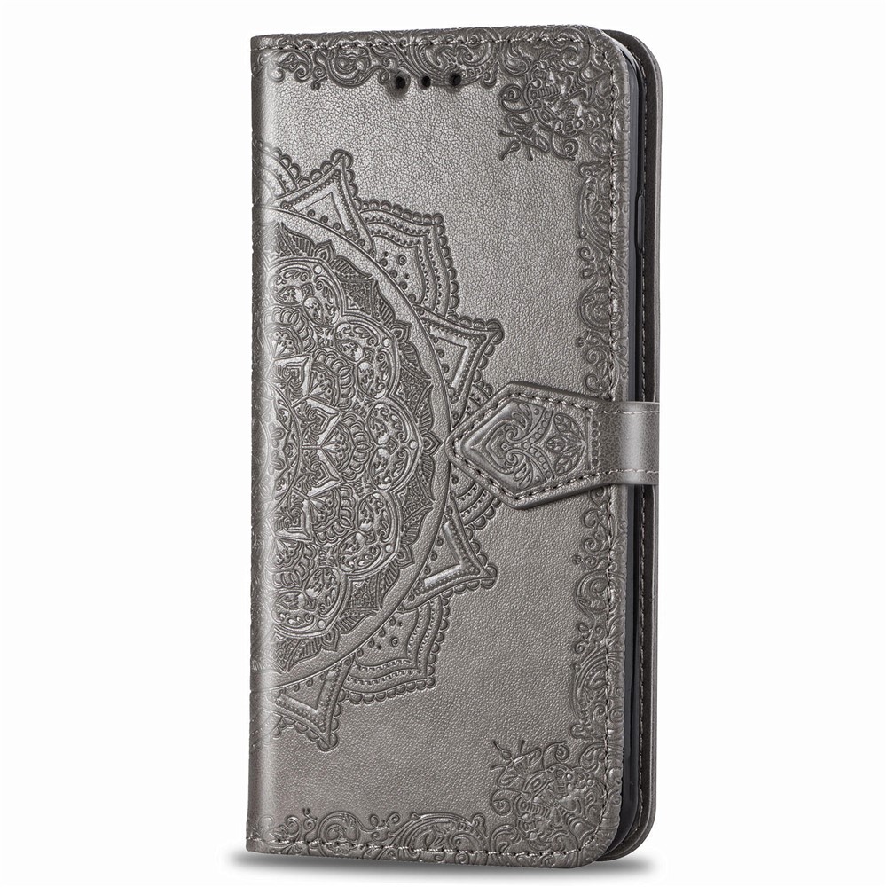 Étui en Cuir du Portefeuille de Fleurs Mandala en Relief Pour Samsung Galaxy A50s / A50 / A30s - Gris-7