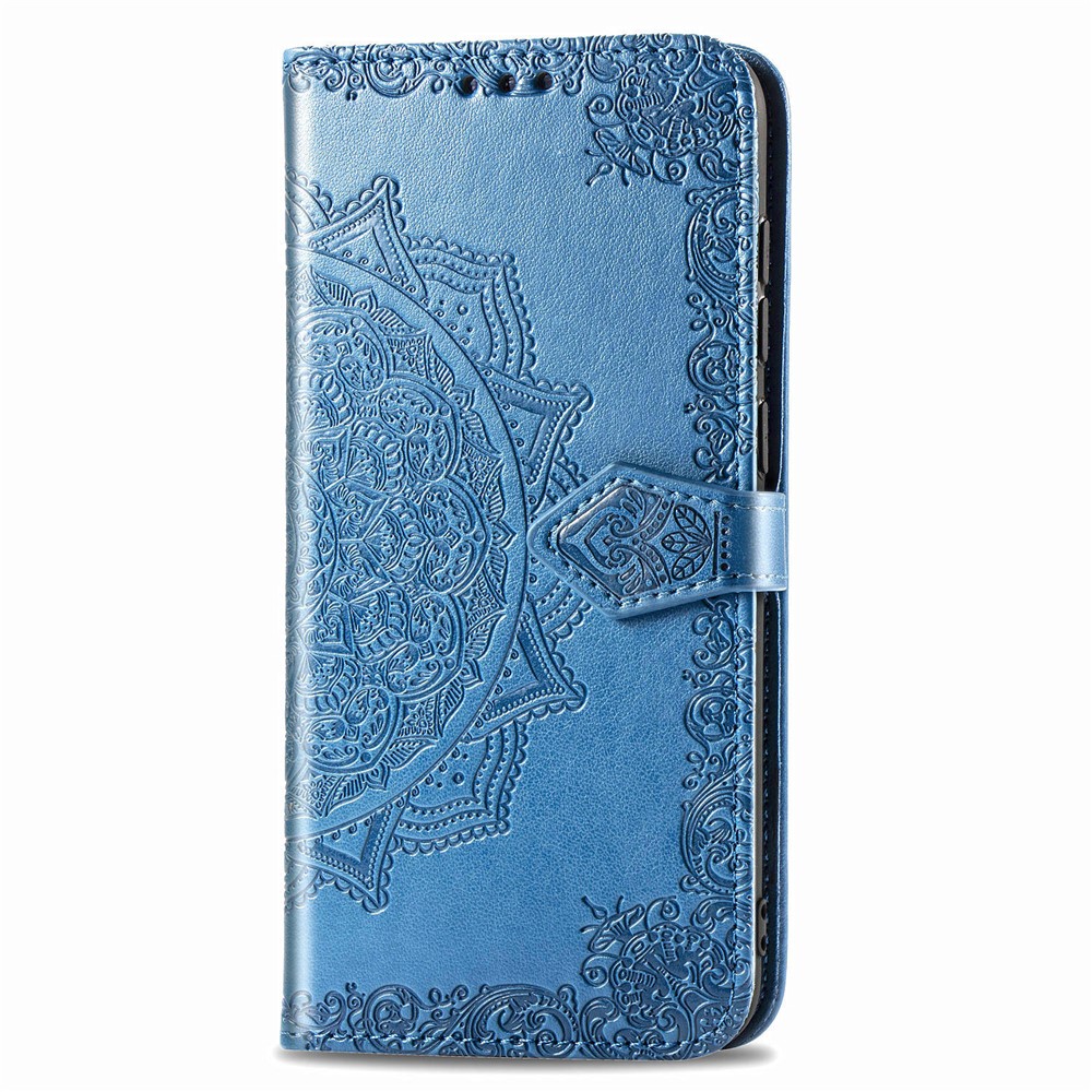 Embossed Mandala Flower Wallet Stand Leather Case for Samsung Galaxy A50s/A50/A30s - Blue-7