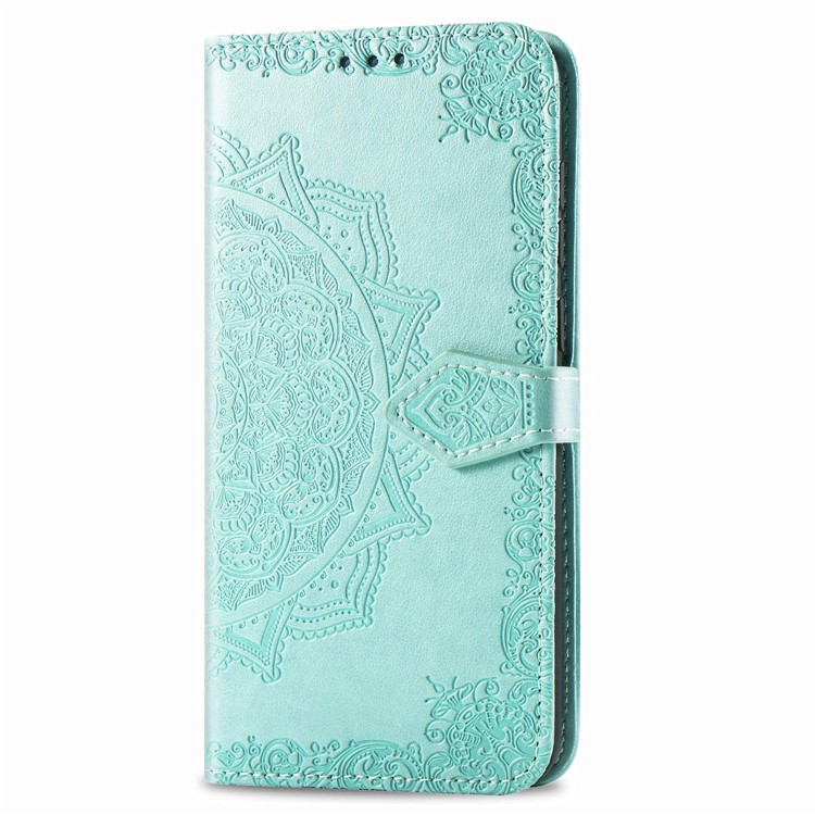 Embossed Mandala Flower Wallet Stand Leather Case for Samsung Galaxy A50s/A50/A30s - Cyan-6