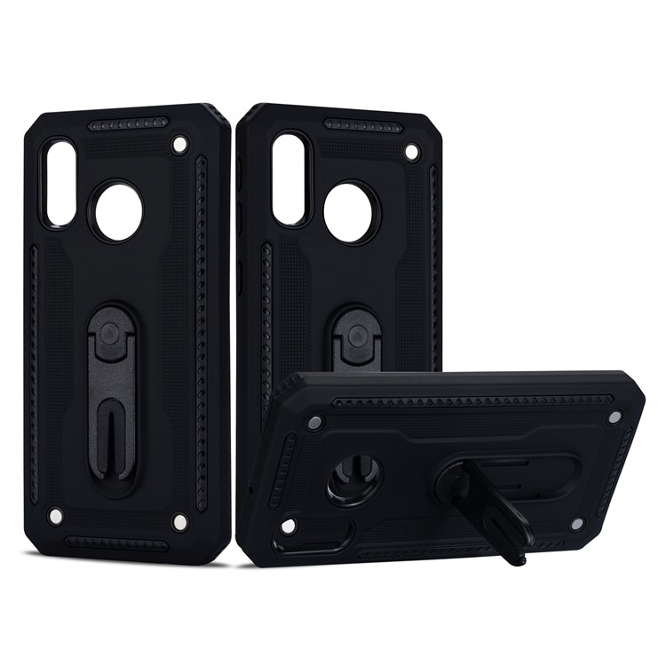 Air Outlet Shockproof Kickstand PC + TPU Shell for Samsung Galaxy A40 - Black-1