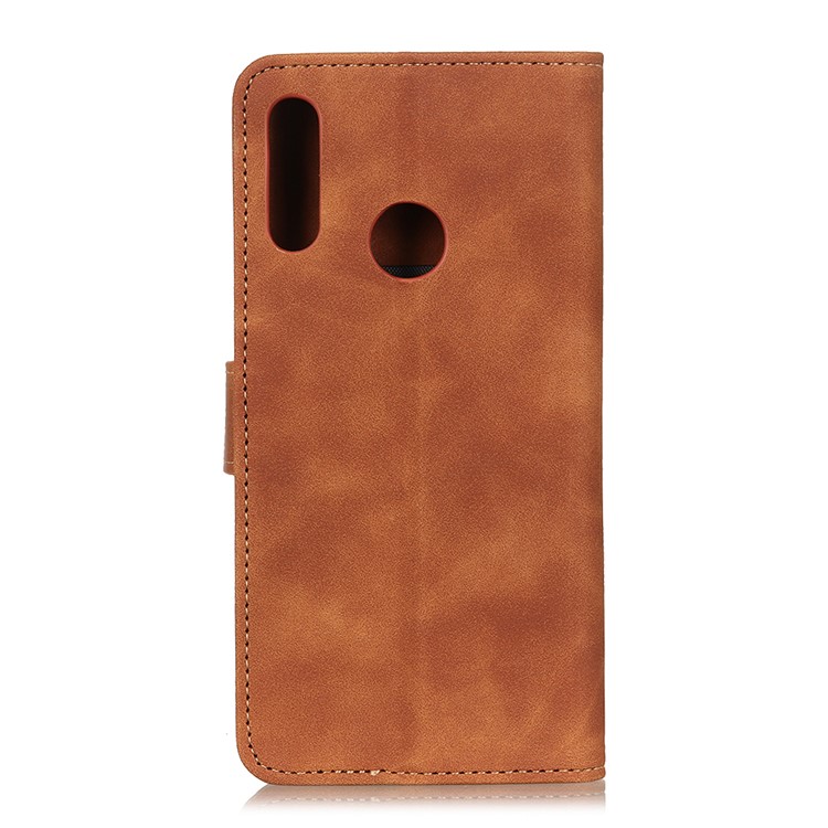KHAZNEH Vintage Style Leather Wallet Case for Samsung Galaxy M30/A40s - Brown-7