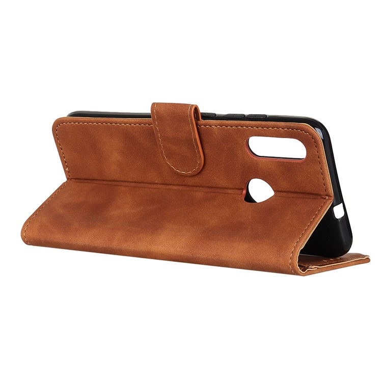 KHAZNEH Vintage Style Leather Wallet Case for Samsung Galaxy M30/A40s - Brown-8