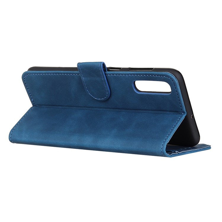 KHAZNEH Retro Style Wallet Leather Shell with Stand for Samsung Galaxy A90 5G - Blue-9