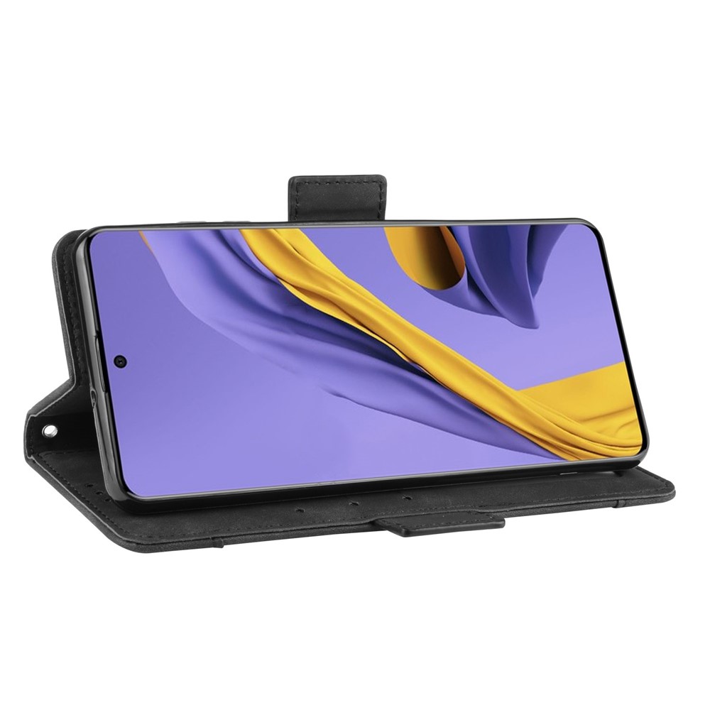 Wallet Leather Stand Phone Cover Case for Samsung Galaxy A71 - Black-5