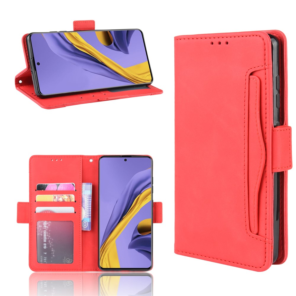 Wallet Leather Stand Phone Cover Case for Samsung Galaxy A71 - Red-1