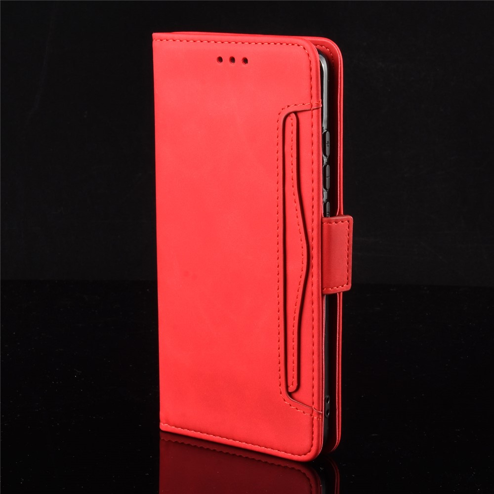 Funda Del Teléfono de Cuero de Cuero Para la Billetera Para Samsung Galaxy A71 - Rojo