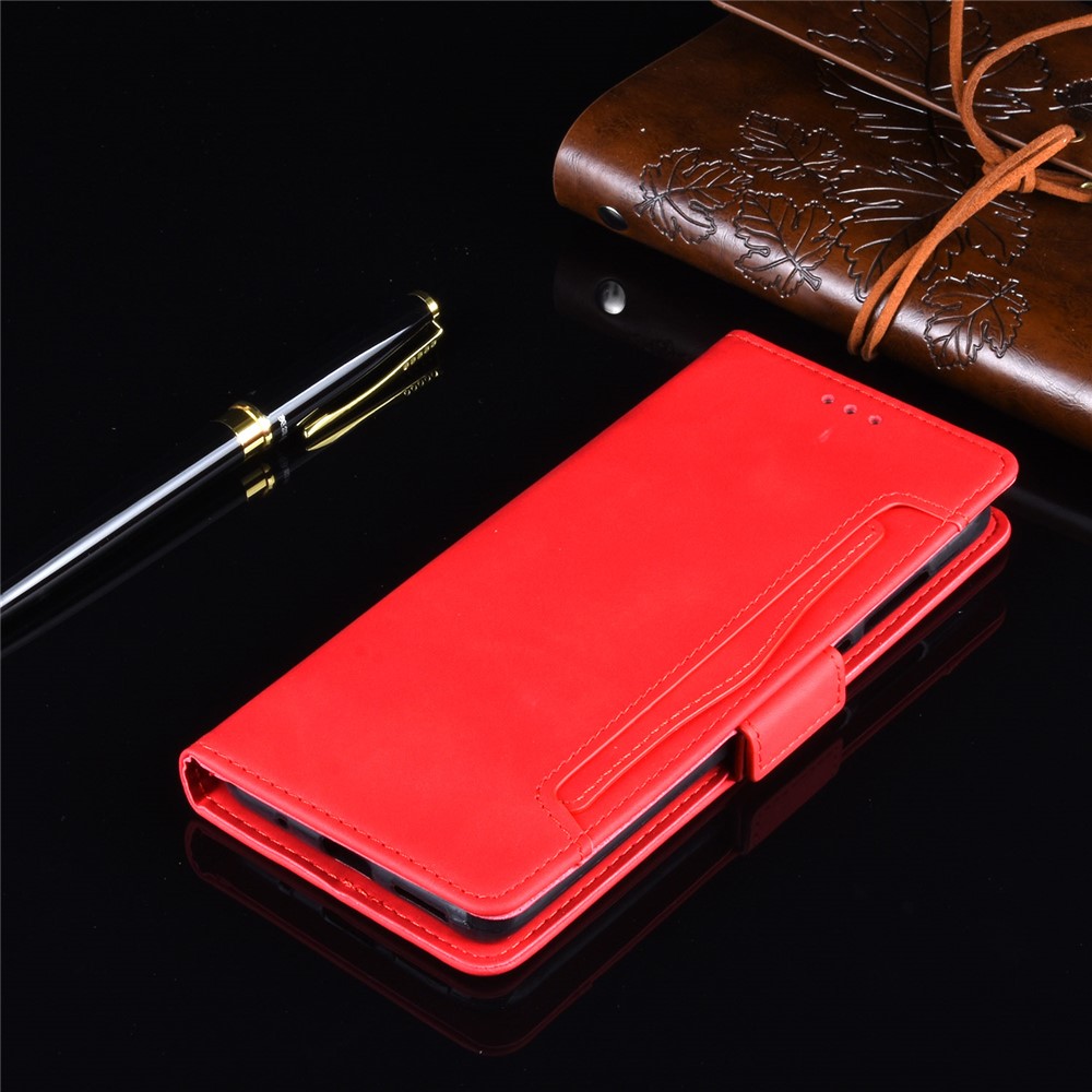 Funda Del Teléfono de Cuero de Cuero Para la Billetera Para Samsung Galaxy A71 - Rojo