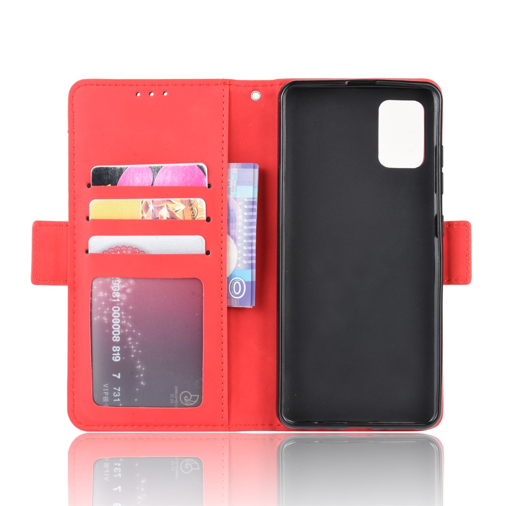 Funda Del Teléfono de Cuero de Cuero Para la Billetera Para Samsung Galaxy A71 - Rojo