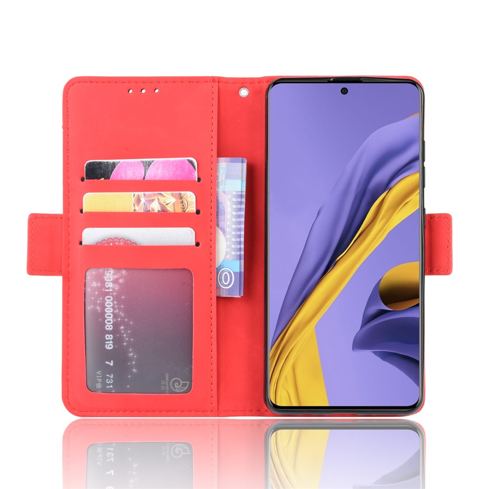 Wallet Leather Stand Phone Cover Case for Samsung Galaxy A71 - Red-4