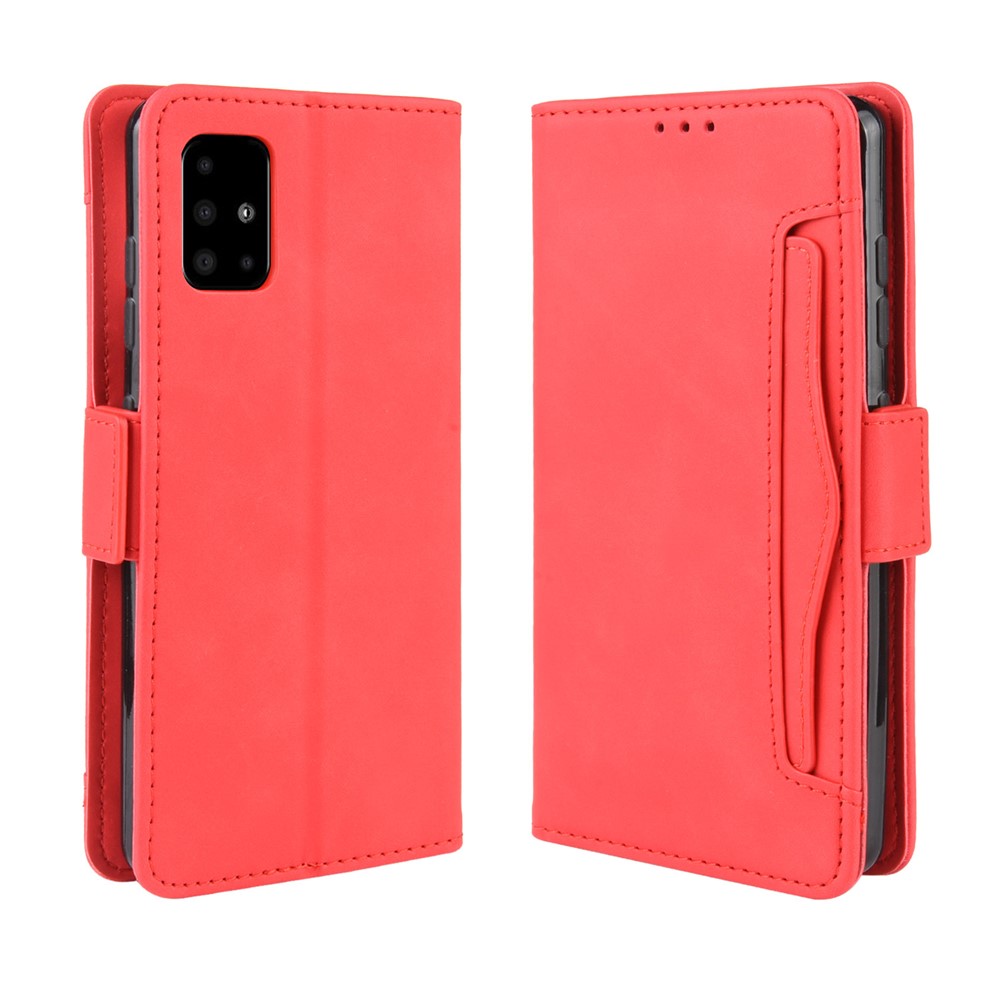 Caso de Capa de Couro de Couro de Carteira Para Samsung Galaxy A71 - Vermelho-7