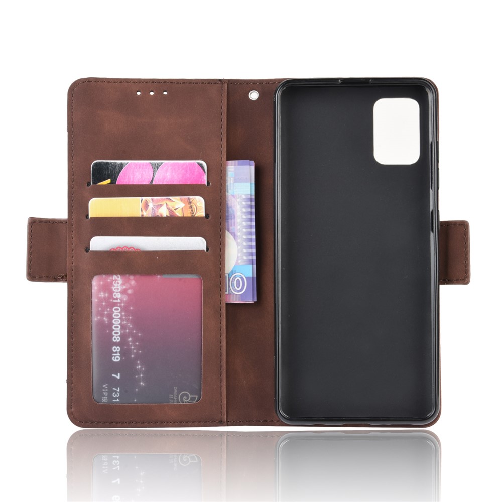 Wallet Leather Stand Phone Cover Case for Samsung Galaxy A71 - Brown-3