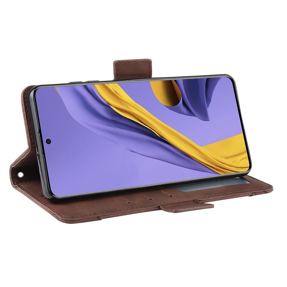 Wallet Leather Stand Phone Cover Case for Samsung Galaxy A71 - Brown-5