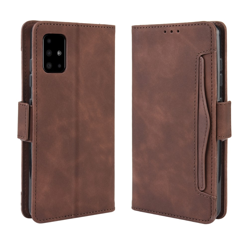 Wallet Leather Stand Phone Cover Case for Samsung Galaxy A71 - Brown-7