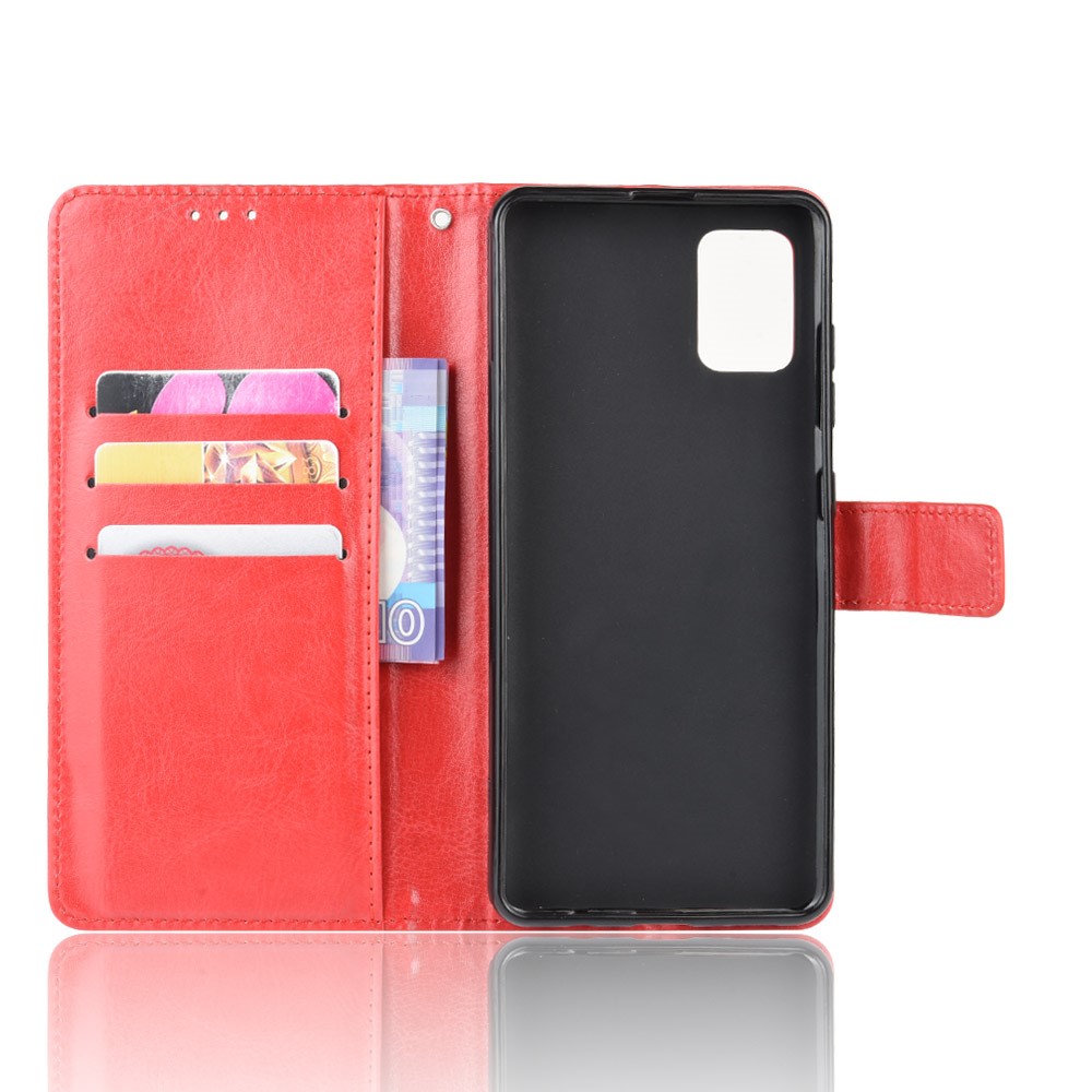 Crazy Horse Wallet Leather Stand Phone Casing for Samsung Galaxy A71 A715 - Red-3