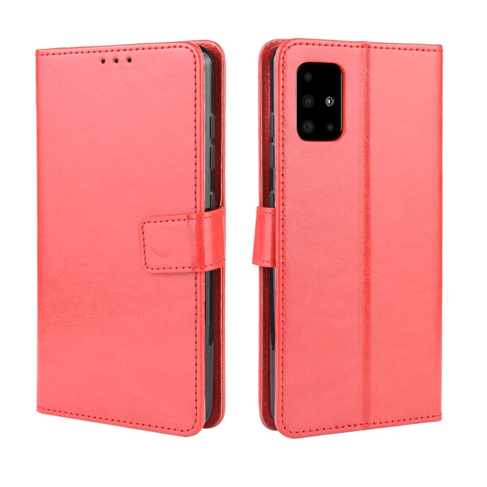 Crazy Horse Wallet Leather Stand Phone Casing for Samsung Galaxy A71 A715 - Red-7