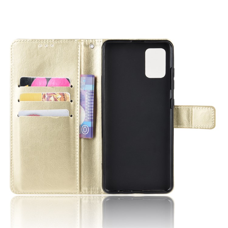 Cavalo Carteira Compartimento Do Telefone, Suporte De Couro Louco Para Samsung Galaxy A71 - Ouro-3