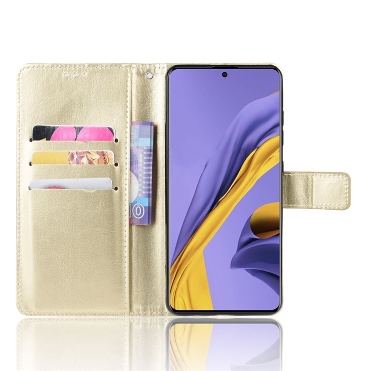 Cavalo Carteira Compartimento Do Telefone, Suporte De Couro Louco Para Samsung Galaxy A71 - Ouro-4