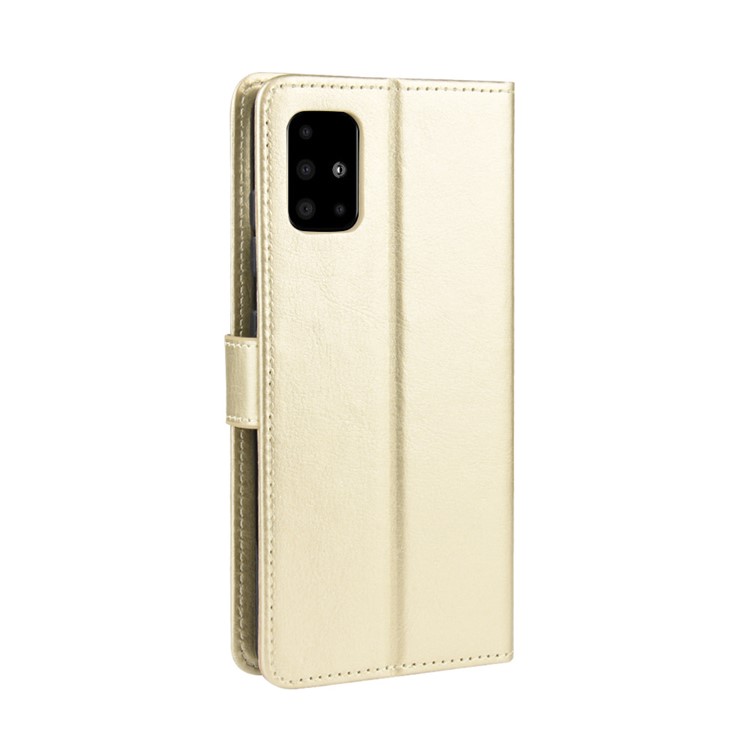 Cavalo Carteira Compartimento Do Telefone, Suporte De Couro Louco Para Samsung Galaxy A71 - Ouro-6