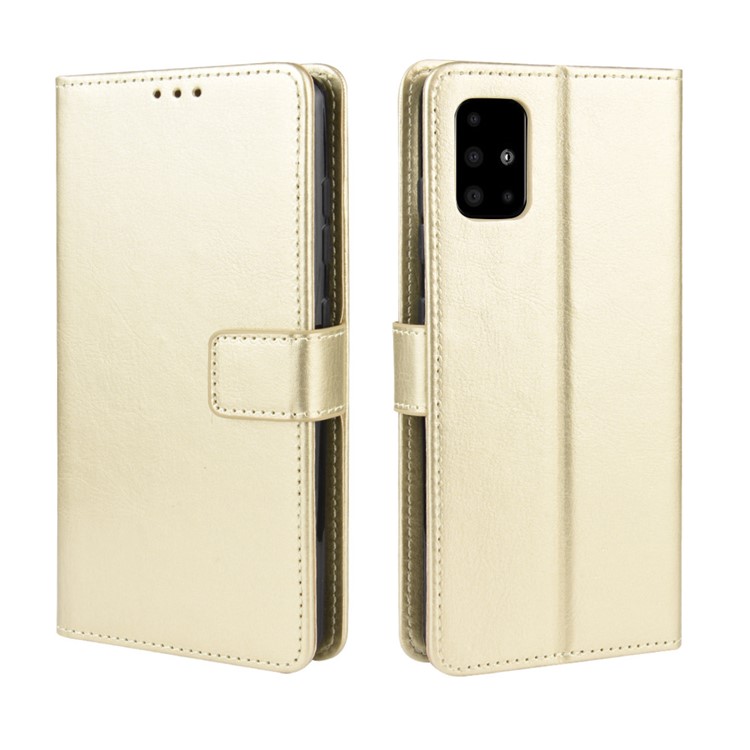 Cavalo Carteira Compartimento Do Telefone, Suporte De Couro Louco Para Samsung Galaxy A71 - Ouro-7