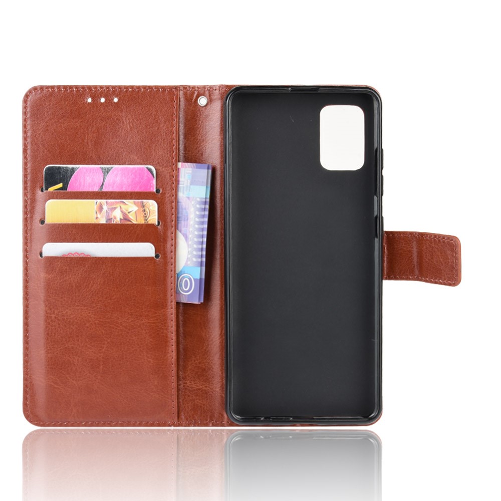 Crazy Horse Wallet Leather Stand Phone Casing for Samsung Galaxy A71 A715 - Brown-3