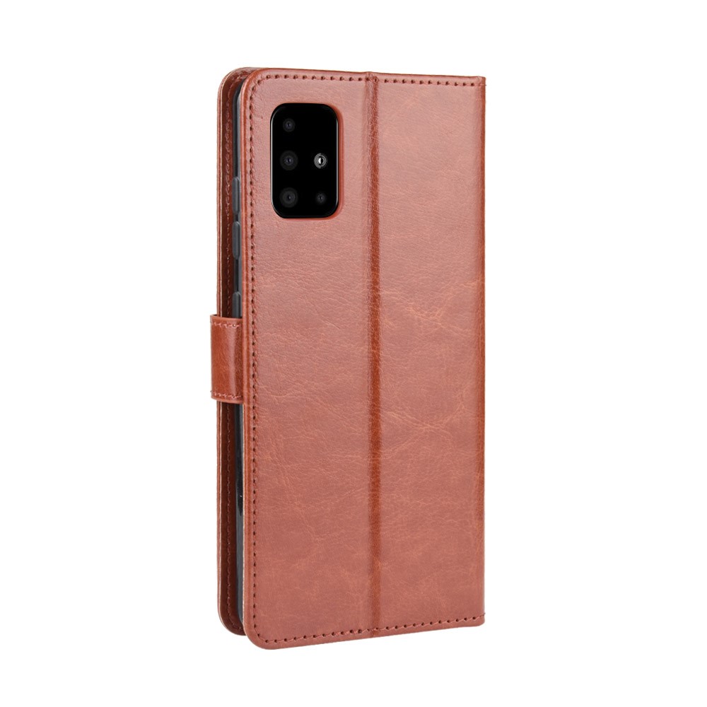 Crazy Horse Wallet Leather Stand Phone Casing for Samsung Galaxy A71 A715 - Brown-6