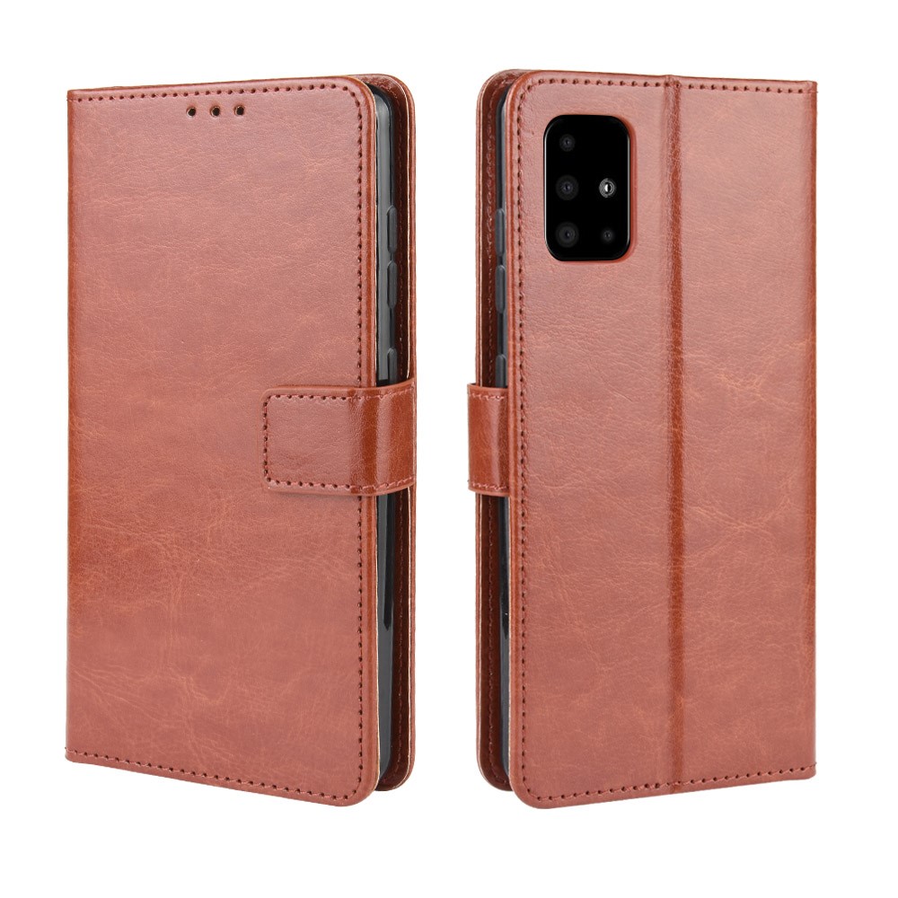 Crazy Horse Wallet Leather Stand Phone Casing for Samsung Galaxy A71 A715 - Brown-7
