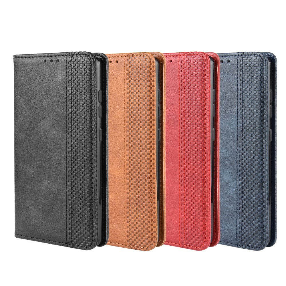 Vintage Style Leather Wallet Phone Case for Samsung Galaxy A71 A715 - Black-12