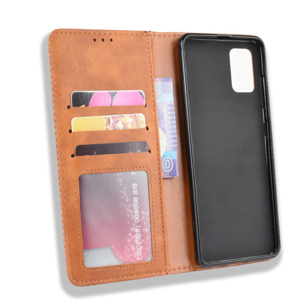 Vintage Style Leather Wallet Phone Case for Samsung Galaxy A71 A715 - Brown-3