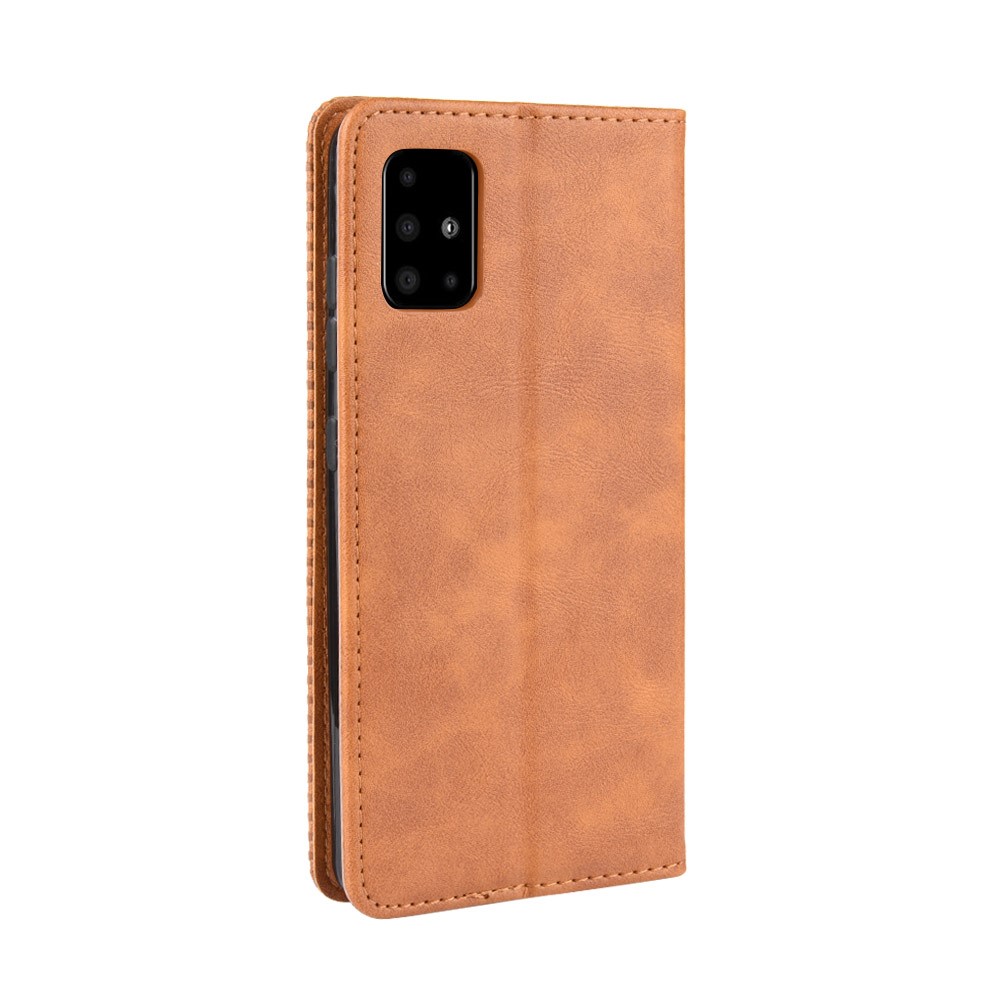 Vintage Style Leather Wallet Phone Case for Samsung Galaxy A71 A715 - Brown-6